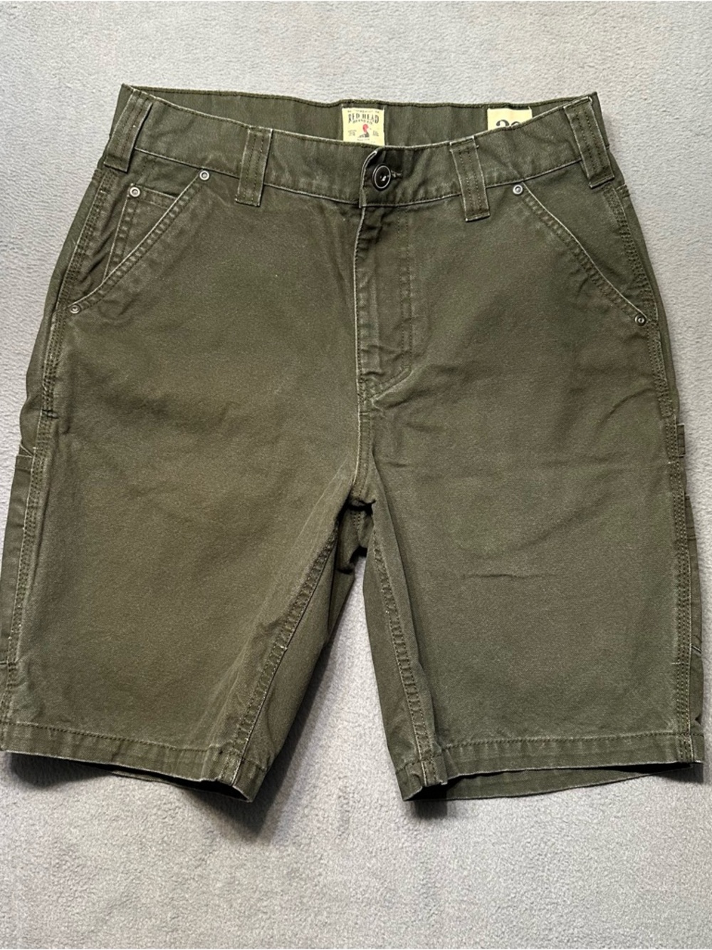 Red Head Mens 32 Regular Fit Ripstop Shorts Green Outdoor Workwear EUC